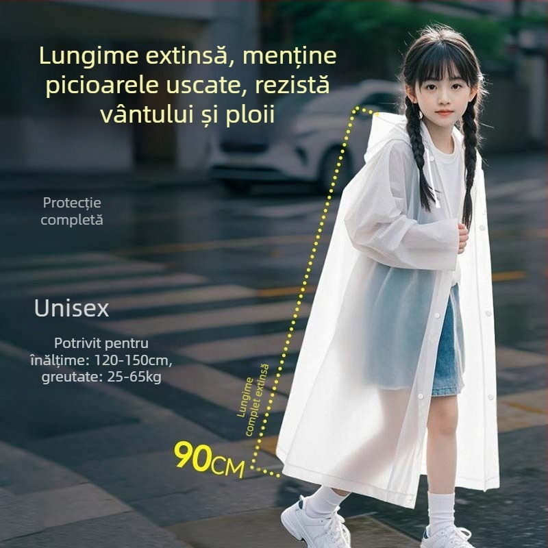 Poncă de ploaie pentru copii din EVA spumă, reutilizabilă, ușoară, pentru drumeții și rafting