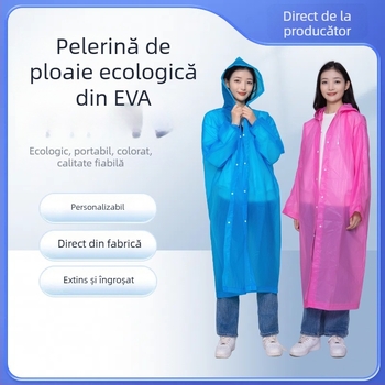 Pelerină de ploaie EVA pentru adulți, reutilizabilă, pentru călătorii și activități în aer liber, portabilă, acoperire completă a corpului