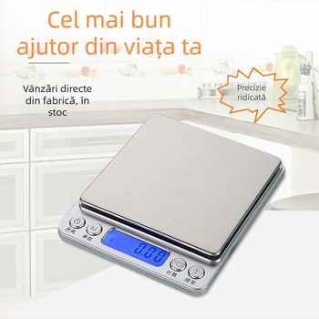 I2000 Cântar de bucătărie portabil din oțel inoxidabil, precizie 0,1 g, capacitate 500 g–3 kg