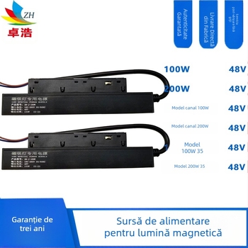 Driver LED cu tensiune constantă pentru iluminat pe șină, montaj magnetic, 100W, 48V încorporat