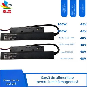 Driver LED cu tensiune constantă pentru iluminat pe șină, montaj magnetic, 100W, 48V încorporat