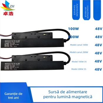 Driver LED cu tensiune constantă pentru iluminat pe șină, montaj magnetic, 100W, 48V încorporat