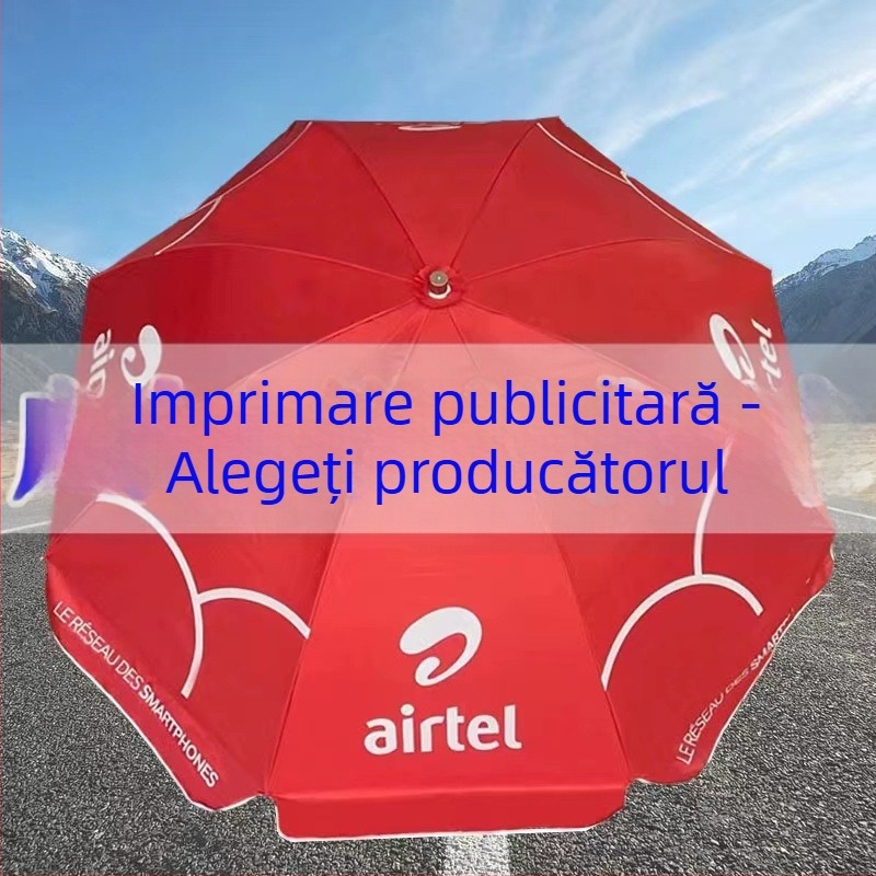 Umbrelă circulară de exterior cu reclamă, umbrelă de soare retractabilă, pentru standuri și ghișee de securitate