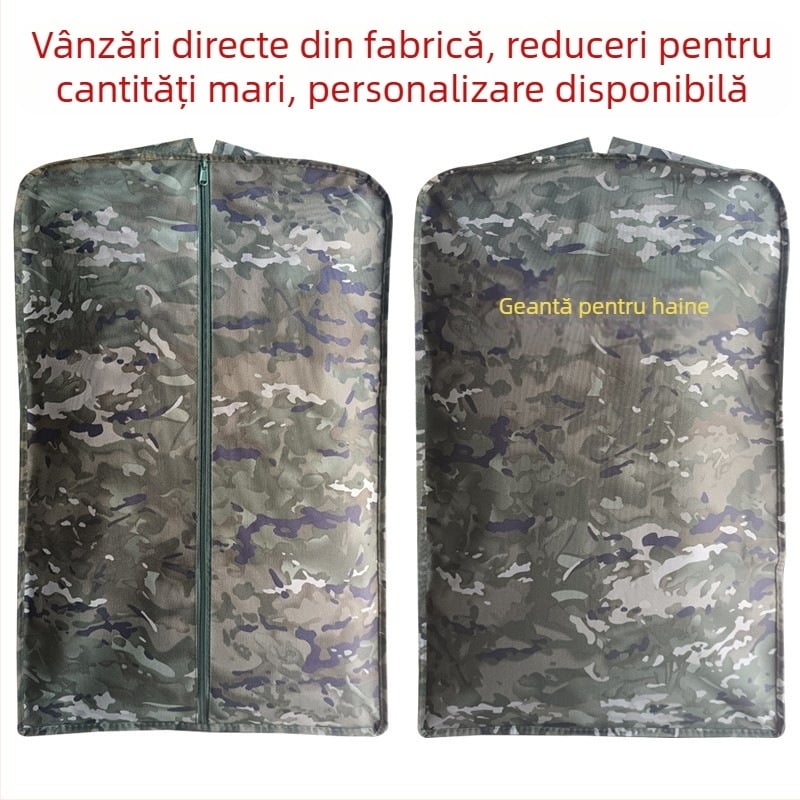 Husă camuflaj pentru haine, paltoane și costume, cu cadru întărit, rezistentă la praf și umezeală, albastră, sac de depozitare pentru hainele de atârnat