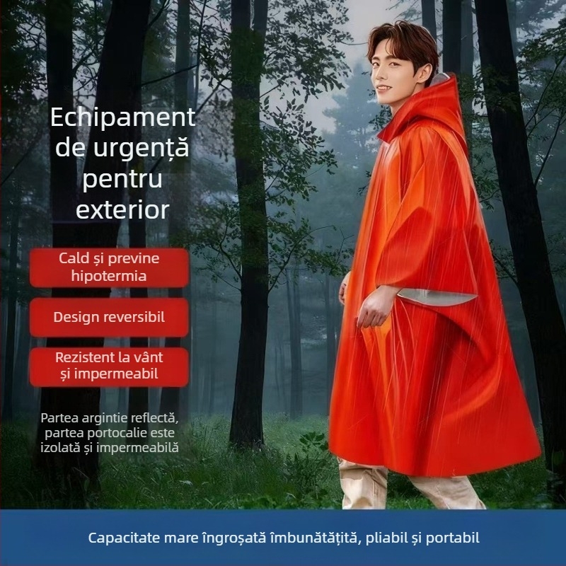 Poncă termică de unică folosință, cu folie de aluminiu, pentru camping în aer liber