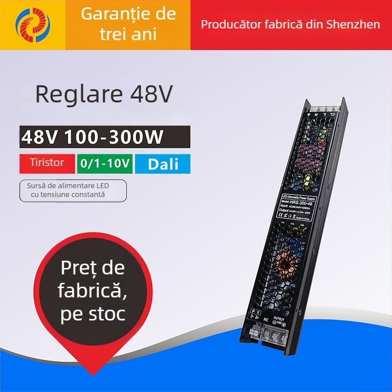 DALI 0-10V LED magnetic pe șină, reglabilă, cu driver pentru tensiune constantă, 48V 150W