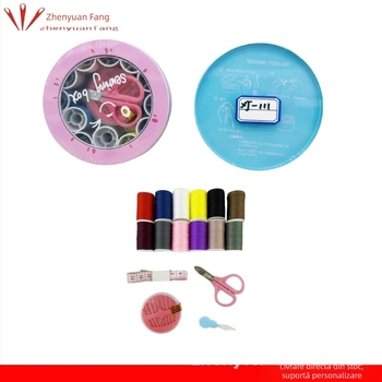 Cutie metalică de cusut cu unelte – set pentru uz casnic și școlar
