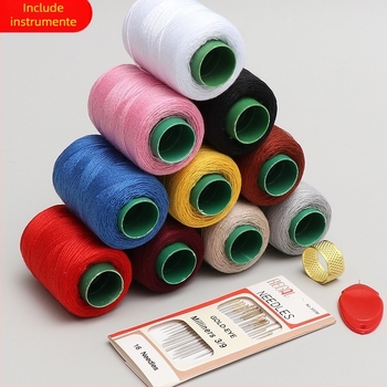 Set de cusut pentru uz casnic, personalizat: ață neagră, ace practice și ață colorată, într-o cutie compactă