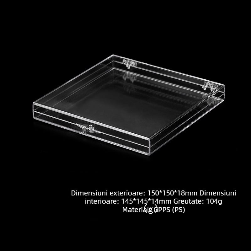 Cutie transparentă mare cu capac 150 × 150 × 18 mm | Cutie de ambalaj | Cutie transparentă din plastic | Cutie de cristal | Cutie pătrată din acrilic