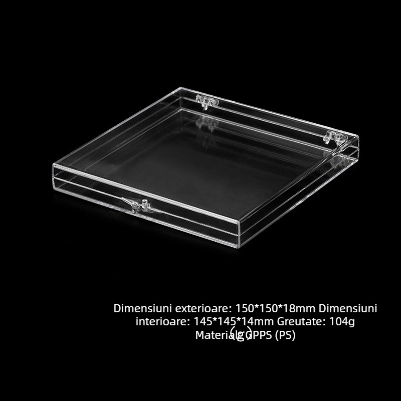 Cutie transparentă mare cu capac 150 × 150 × 18 mm | Cutie de ambalaj | Cutie transparentă din plastic | Cutie de cristal | Cutie pătrată din acrilic