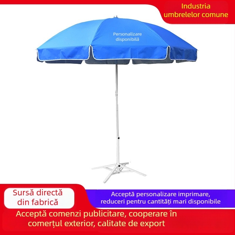 Umbrelă de publicitate outdoor, mare, cu imprimare logo, poliester 190T, 8 spițe din oțel, deschidere manuală