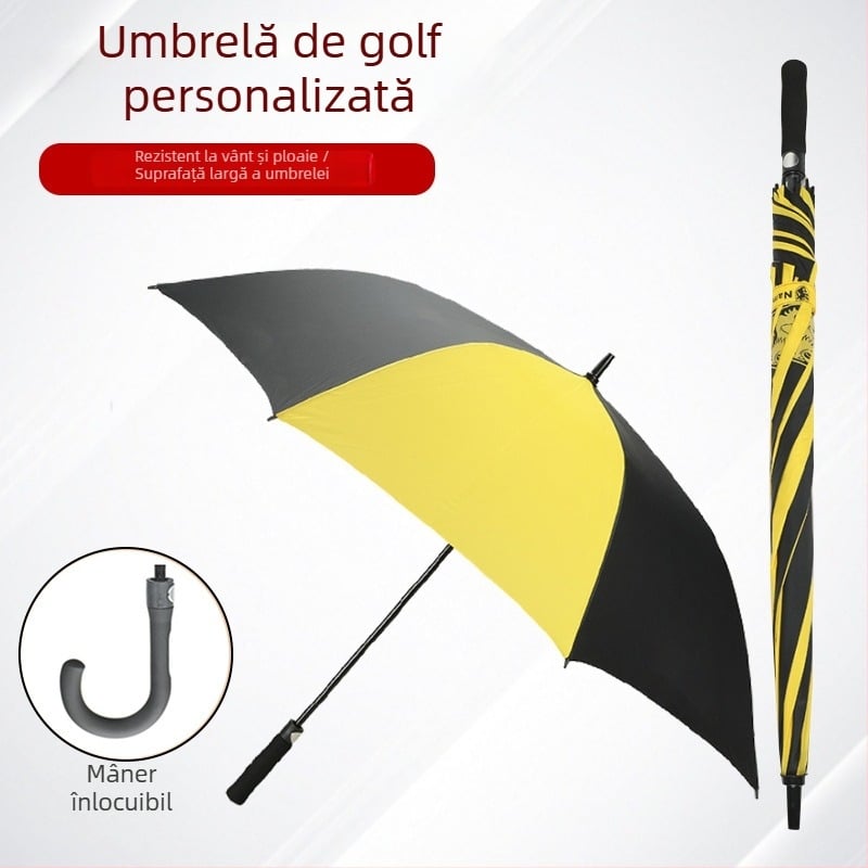 Umbrelă de golf de 30 inch, structură din fibră, imprimare logo, mâner drept, cadou outdoor, personalizabilă pentru promovare