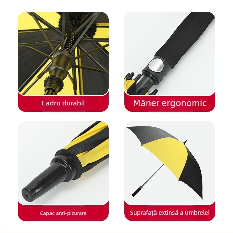 Umbrelă de golf de 30 inch, structură din fibră, imprimare logo, mâner drept, cadou outdoor, personalizabilă pentru promovare