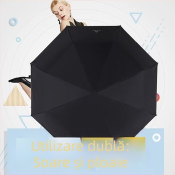 Umbrelă pliantă cu protecție UV, cu trei pliuri și opt brațe, pentru ploaie sau soare, imprimare logo