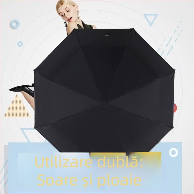 Umbrelă pliantă cu protecție UV, cu trei pliuri și opt brațe, pentru ploaie sau soare, imprimare logo