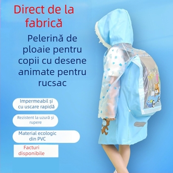 Poncho de ploaie pentru copii cu margine gonflabilă, impermeabil, 7–12 ani, pentru exterior