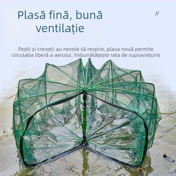 Plasă de pescuit pătrată, pliabilă, din nylon, pentru creveți, pește, crab și homar – plasă aruncată manual