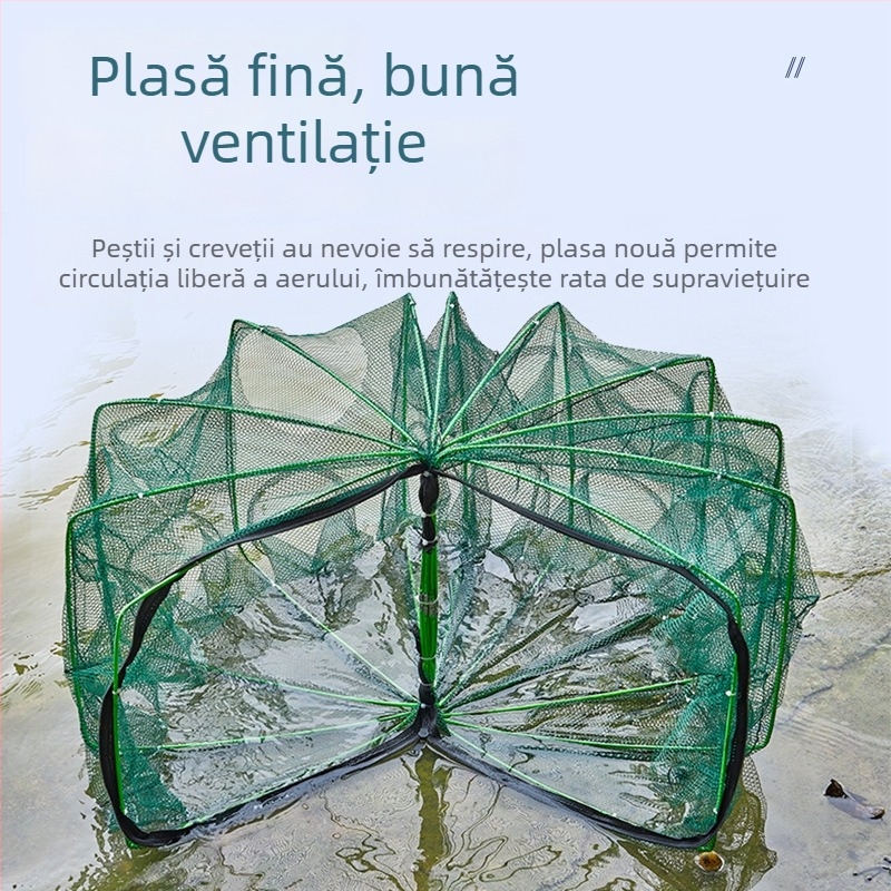 Plasă de pescuit pătrată, pliabilă, din nylon, pentru creveți, pește, crab și homar – plasă aruncată manual