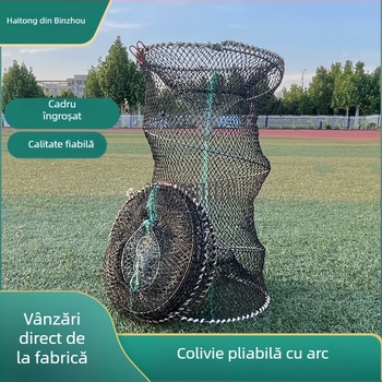 Cușcă pliabilă de pescuit cu arc pentru pește, crabi, țestoase și creveți, cu plasă