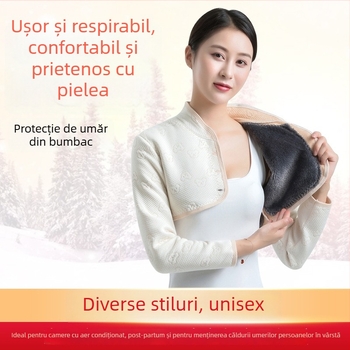 Încălzitor de umăr din bumbac cu căptușeală de fleece, căldură pentru toate anotimpurile pentru femei, vârstă mijlocie și vârfuri, cu mâneci lungi și scurte