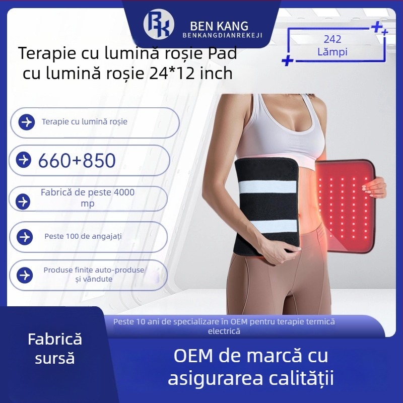 Pernă de terapie cu lumină roșie și infraroșu pentru spate, umeri, genunchi și talie — terapie termică portabilă pentru ameliorarea durerii