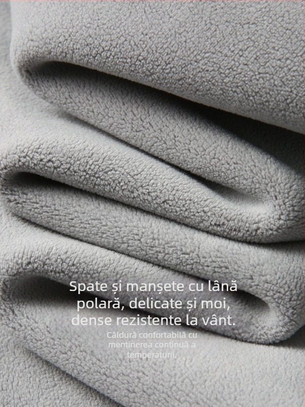 Geacă scurtă de damă cu puf de rață alb, panouri din fleece polar, guler înalt, fermoar