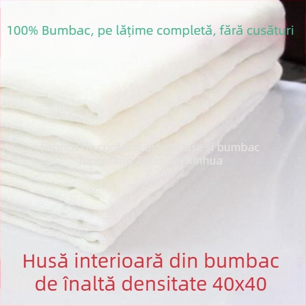 Husă de pilotă din 100% bumbac – țesătură tifon cu fermoar, culoare solidă, cu șnururi în colțuri, plăcută la atingere, mărime 40x40