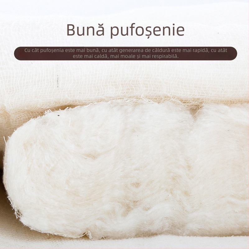 Cuvertură din bumbac 100% cu umplutură din bumbac; disponibilă în dimensiuni pentru o persoană sau două; quilt de pat pentru patru anotimpuri, destinat căminelor, cu opțiuni pentru vară răcoroasă, primăvară-toamnă și iarnă groasă.
