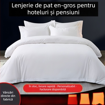 Qin Xinyu Set de lenjerie pentru hotel din bumbac 100%, satin 60s, patru piese, cu logo brodat