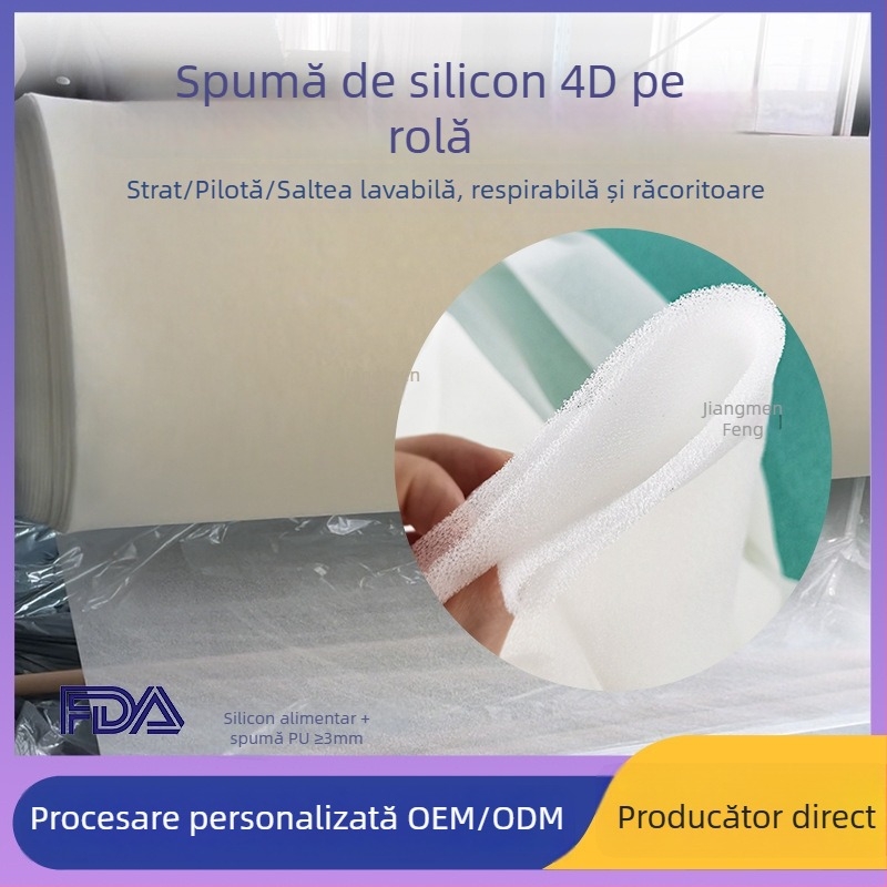 Cuvertură de vară pentru bebeluși, din bumbac cu silicon respirabil, senzație răcoritoare, lavabilă, nucleu stratificat cu burete din silicon