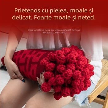 Cuvertură buchet croșetat manual, în stil chinezesc, diametrul 60 cm, 22 flori, 1000–1499 g, poliester, produs finit
