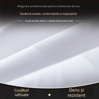 Cearșafuri de pat albe din bumbac 100% pentru hoteluri și pensiuni, cu dungi de satin de 3 cm, țesătură densă și groasă, într-o culoare solidă