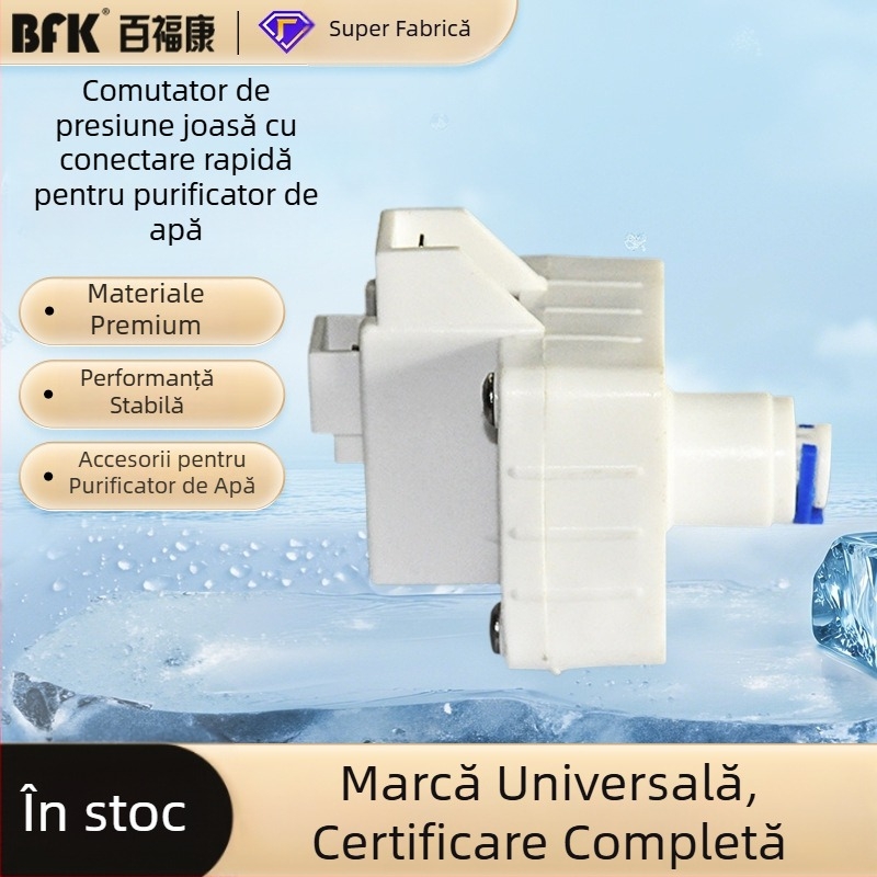 Accesorii pentru purificator de apă: întrerupător de joasă presiune cu conectare rapidă, conector universal cu 2 pini, controlul opririi și protecția senzorului