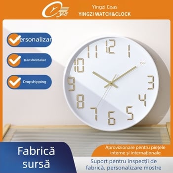 Ceas de perete yz 12 inch, 30 cm, mișcare cuarț silențioasă, pentru uz casnic – living, dormitor, birou, bucătărie; imprimare logo disponibil; model 3465a
