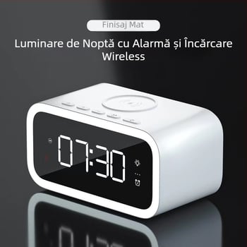 Ceas electronic pliabil, șase în unu, cu încărcare wireless și lampă de noapte pentru noptieră