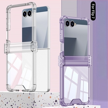 Husă Samsung Z Flip7 cu protecție completă, carcasă moale transparentă, pliabilă, anti-cădere, ușoară