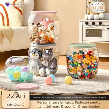Taburet plastic mare de depozitare pentru jucării și păpuși de pluș, design desen animat