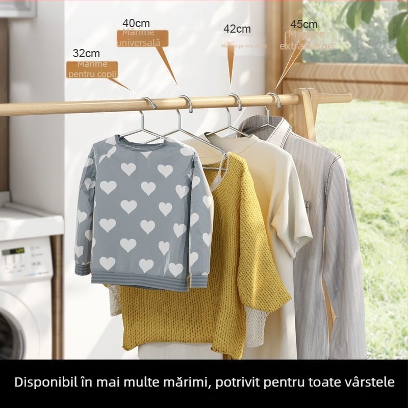 Umeraș din oțel inoxidabil, îngroșat pentru adulți – suport pentru haine acasă și uscător