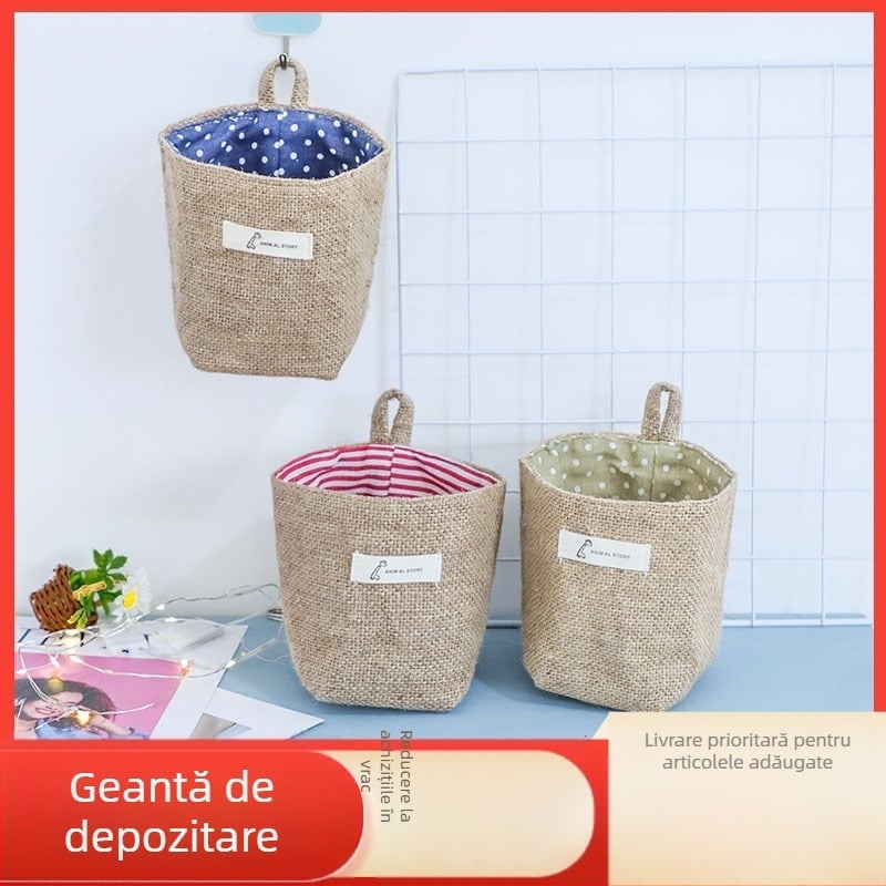 Geantă de depozitare pentru perete din iută, design creativ de agățare, pentru ghivece și obiecte mici