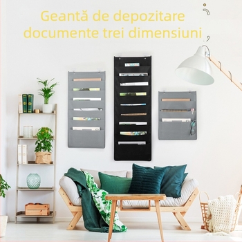 Geantă de depozitare agățată pentru cărți și documente, organizator de perete pentru reviste, din material nețesut