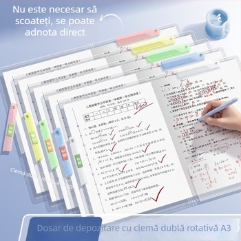 Kaba Bear Cu clipsuri duble, suport rotativ pentru fișiere, mapă transparentă pentru documente