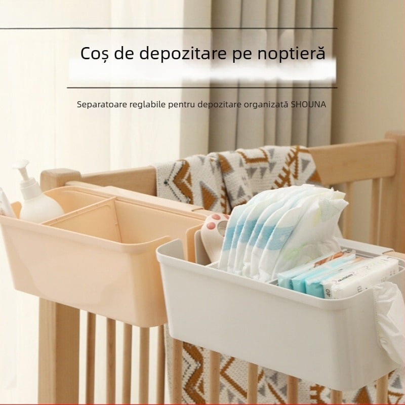 Organizator atașabil pentru scutece pentru pătuț, coș de depozitare