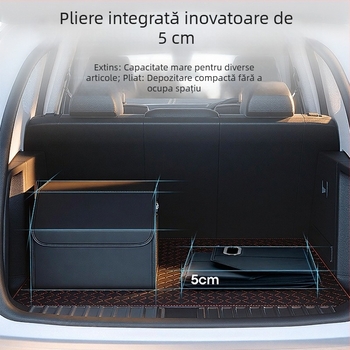 Organizator pliabil pentru portbagaj auto, din piele, 40 L, impermeabil, cu mâner