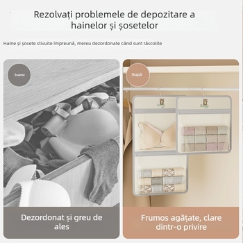 Geantă suspendată pentru lenjerie și șosete, organizator de dulap pentru cămin, pentru ușa dormitorului