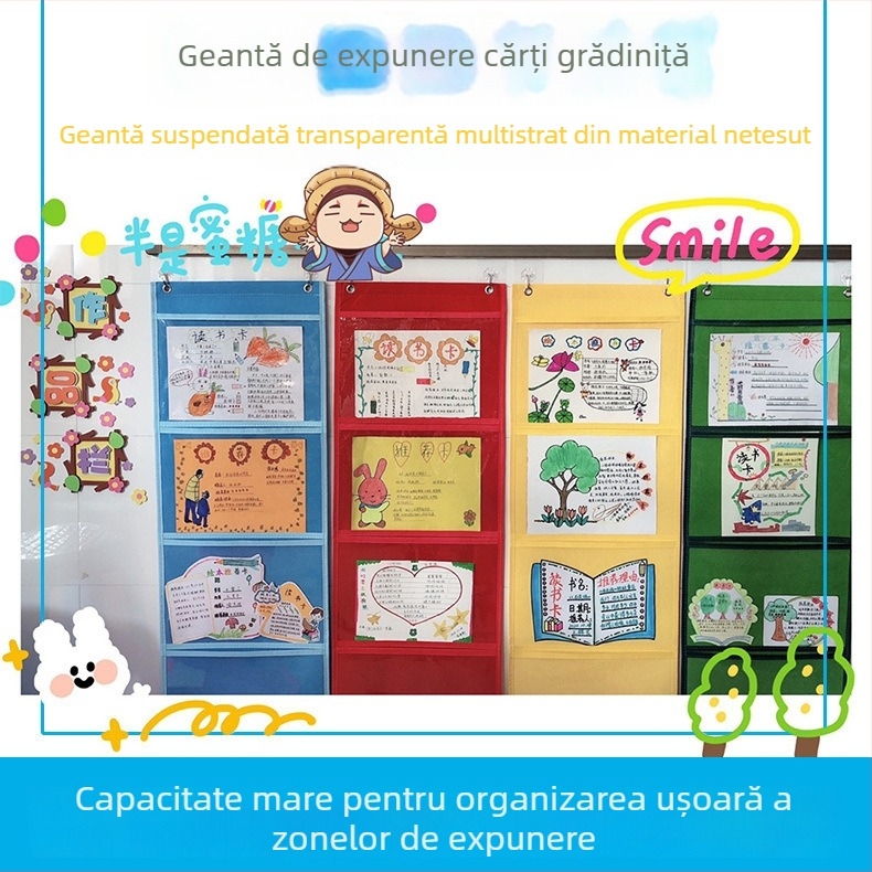 Noul sac de depozitare din fetru pentru certificate și desene, pentru prindere pe perete, dimensiune A4, materiale școlare