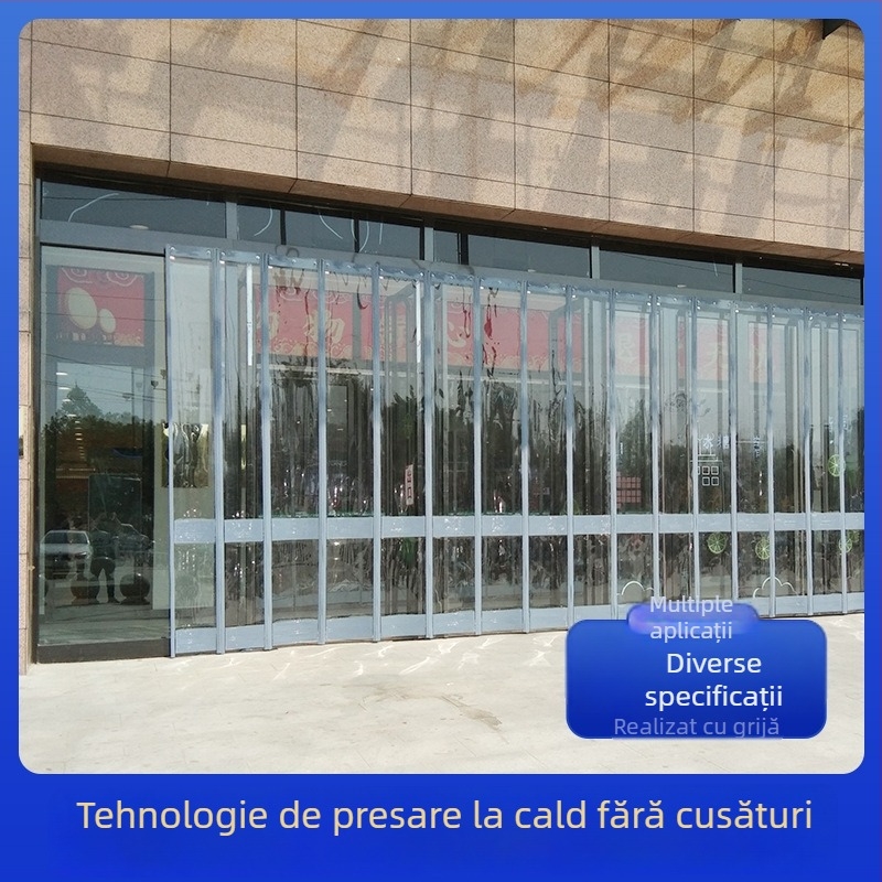 Cortină de ușă transparentă din PVC, magnetică – perdea de separare izolată, rezistentă la vânt, pentru magazine