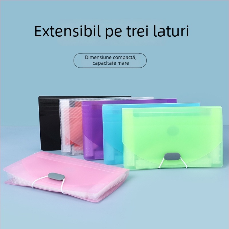 Mapă acordeon cu 7 compartimente, format A6, PP rezistent la apă, organizator de facturi și certificate