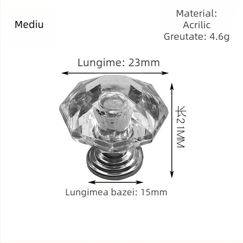 Mâner din acril transparent pentru dulap, garderobă și sertar