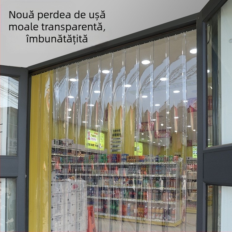 Perdea de ușă din PVC, transparentă, separator pentru climatizare, magnetică, izolație termică, pentru interior/exterior