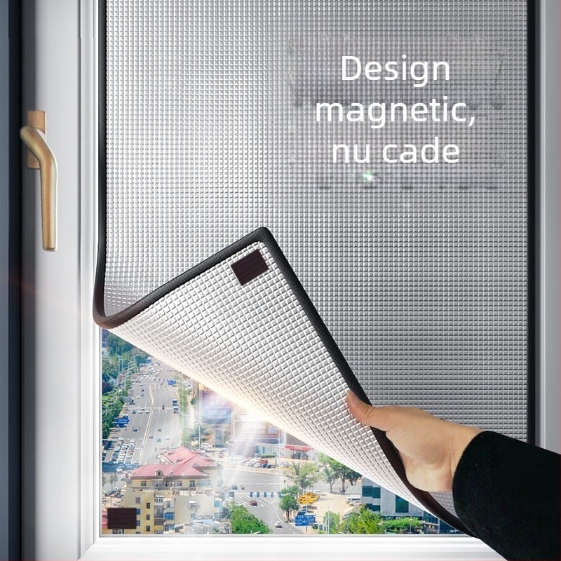 Umbră de fereastră cu aspirație magnetică pentru protecție solară și izolare termică, sufragerie și balcon, panou din sticlă